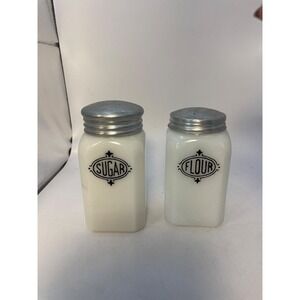 Anchor Hocking Flour & Sugar Shakers White Opaque Glass
